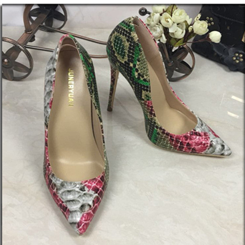 Snakeskin Pumps Leather Shoes