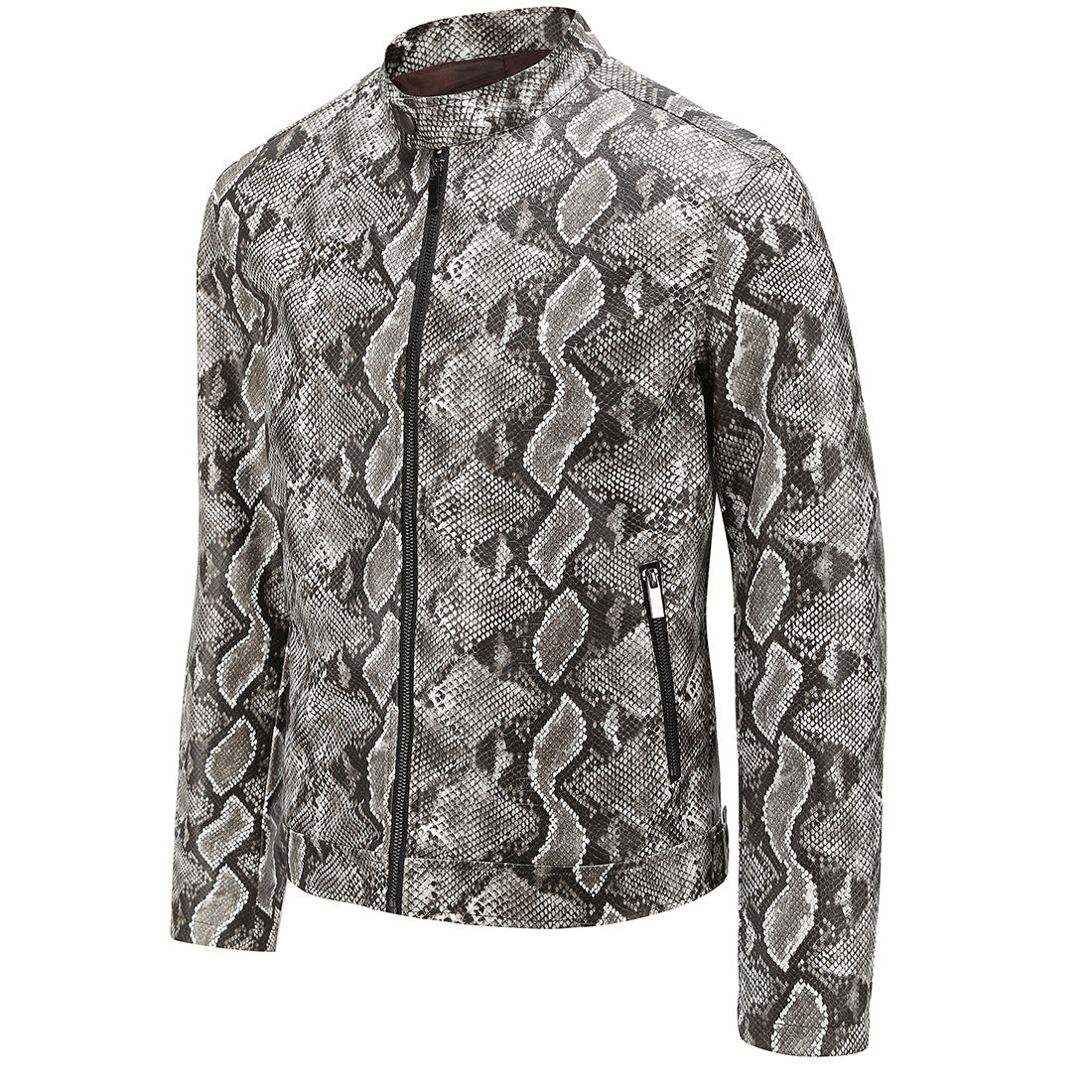 Men’s Snakeskin Print Leather Jacket – Bold & Edgy Statement Piece