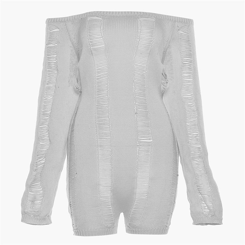 Off-Shoulder Knit Slim-Fit Jumpsuit – Flirty, Chic & Curve-Hugging