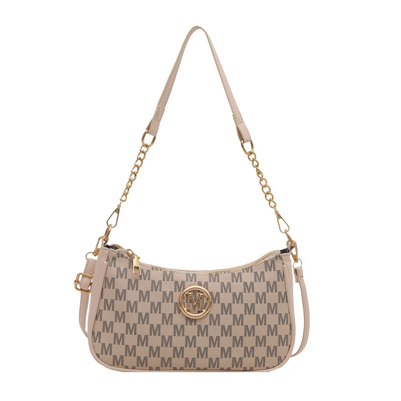Women’s Designer-Inspired Monogram Underarm Shoulder Bag | Chic Chain Strap Dumpling Purse for Everyday Luxury