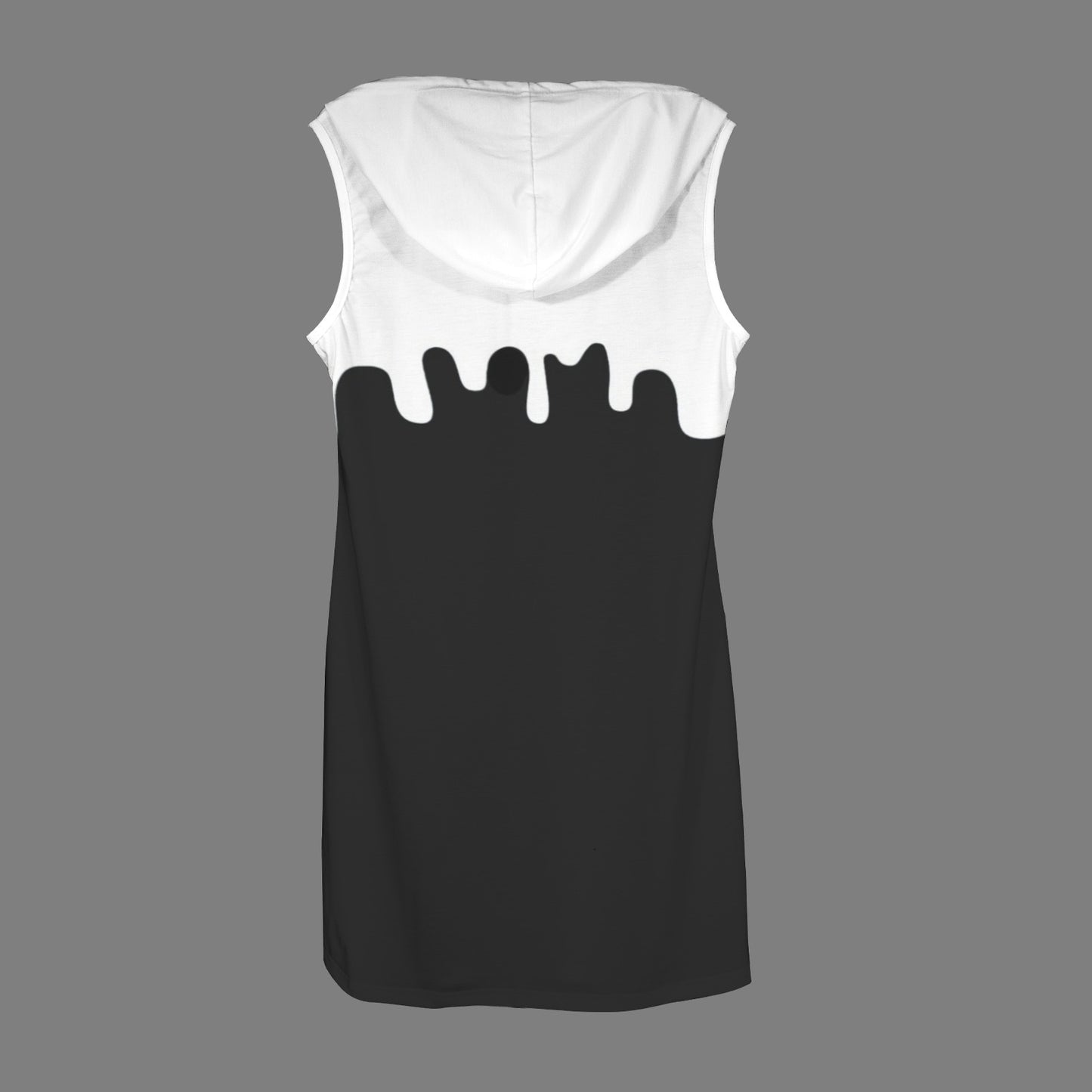 Women's Colorblock Drawstring Sleeveless Hooded Dress