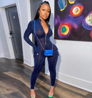 Midnight Glow Sheer Zip-Up Hip Raise Jumpsuit – Curve-Enhancing Fit