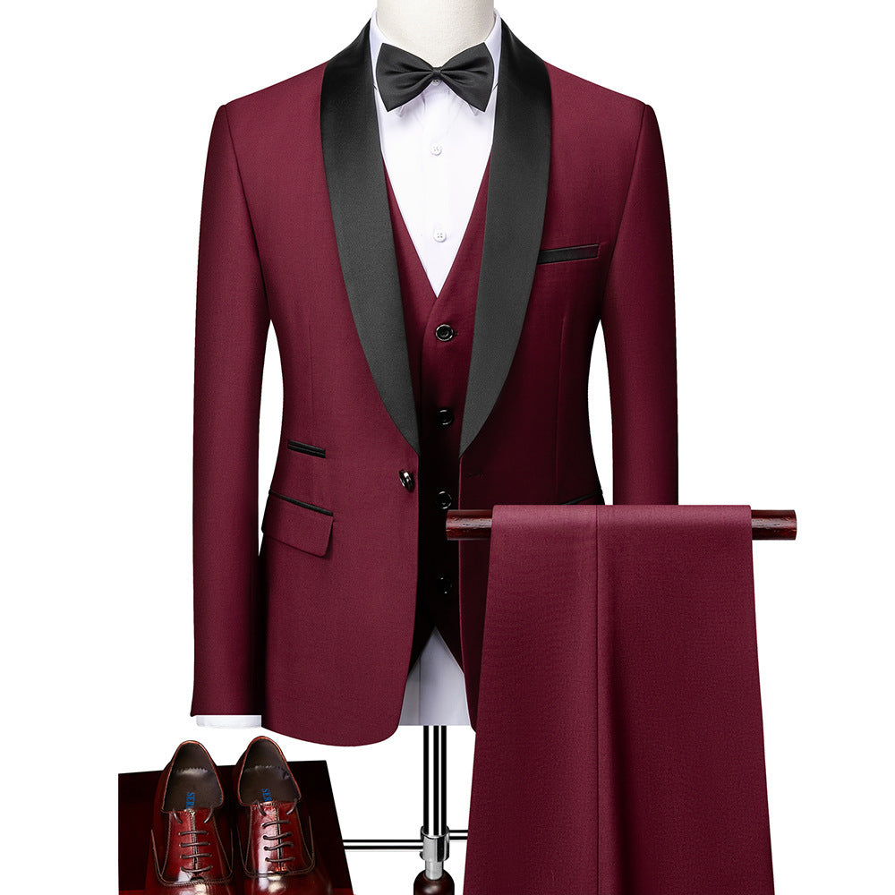 Men's Business Casual 3-Piece Suit – Slim Fit Wedding & Groom Tuxedo Set