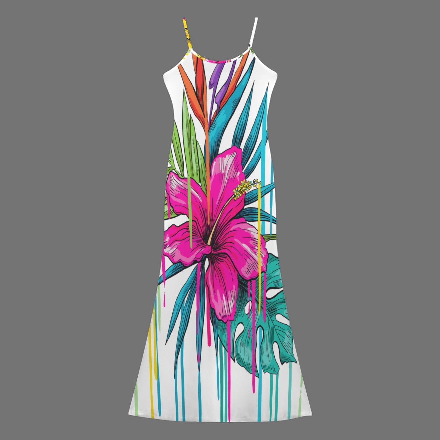 Hibiscus Flower Print-Customized Individualized Women's Casual Lounge Slip Maix Dress