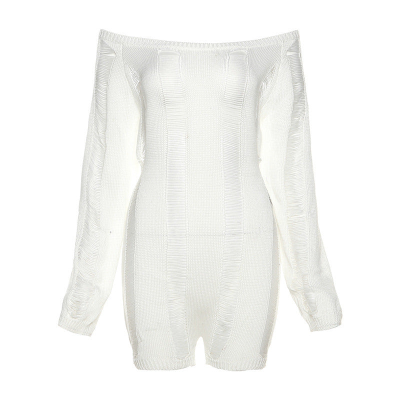 Off-Shoulder Knit Slim-Fit Jumpsuit – Flirty, Chic & Curve-Hugging