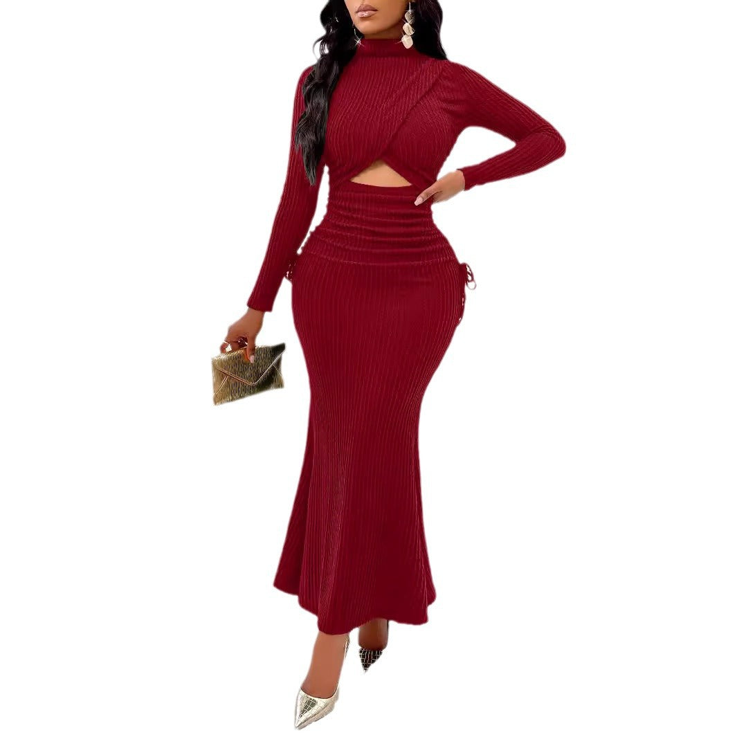 ๐Sexy Long Bodycon Dress โ Autumn Round Neck Hip-Hugging Maxi Dress