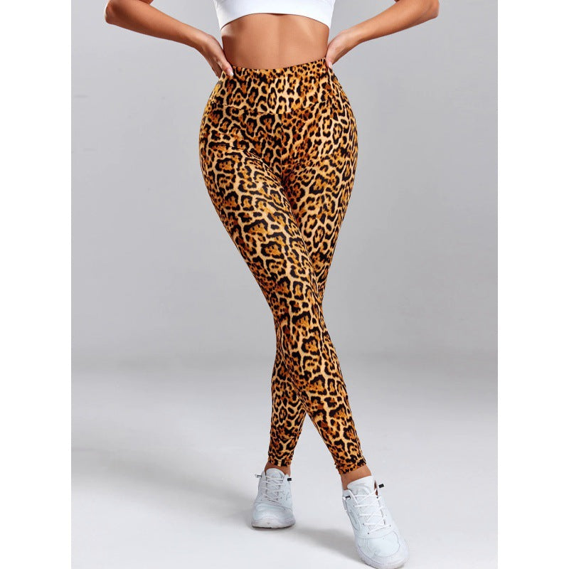 Leopard Print Slim Fit Yoga Leggings – High Waist Hip-Lifting Gym Pants