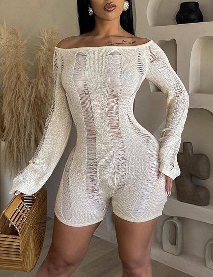 Off-Shoulder Knit Slim-Fit Jumpsuit – Flirty, Chic & Curve-Hugging