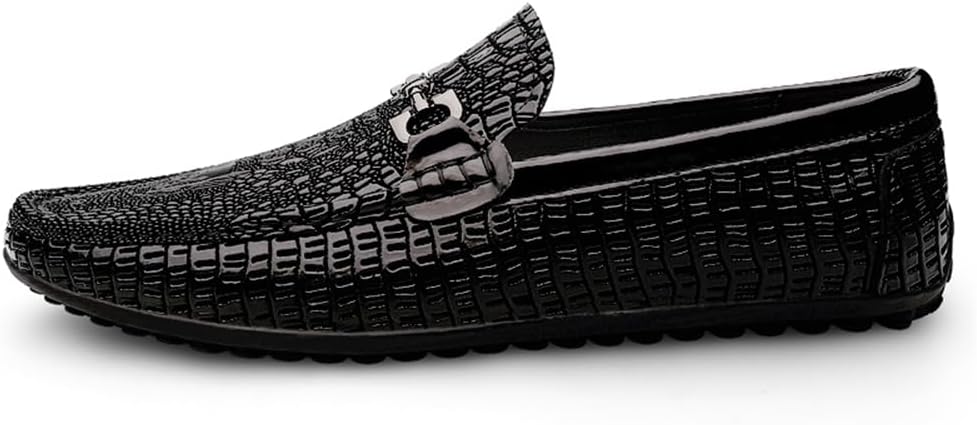 Snake Embossed Leather Loafers β Slip-On Glossy Cowhide Driving Shoes