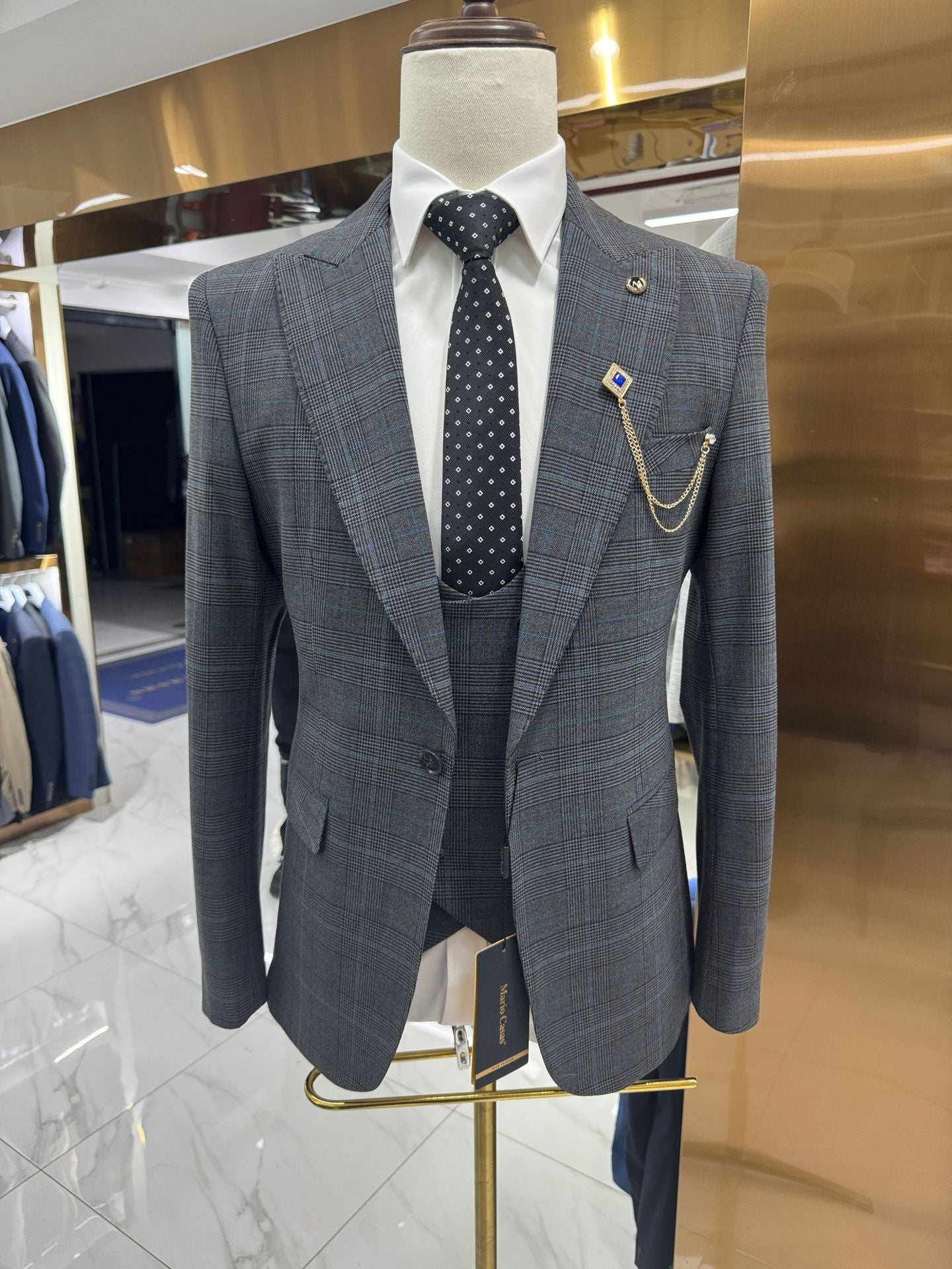 Modern Fit Brown Plaid Suit