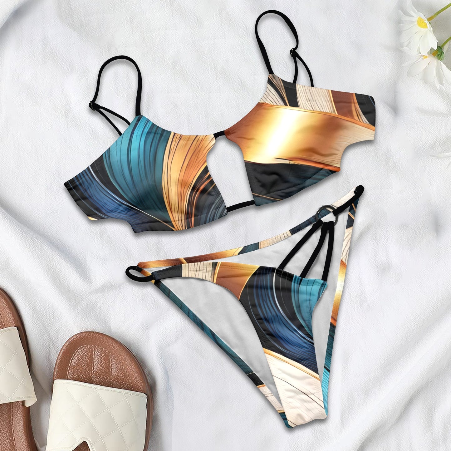 New Bullish Boutique 2025 Pattern: Front String Back Bikini Set