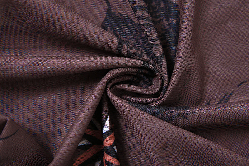 π Cutout Nipped Waist Smocked Print Flared Jumpsuit