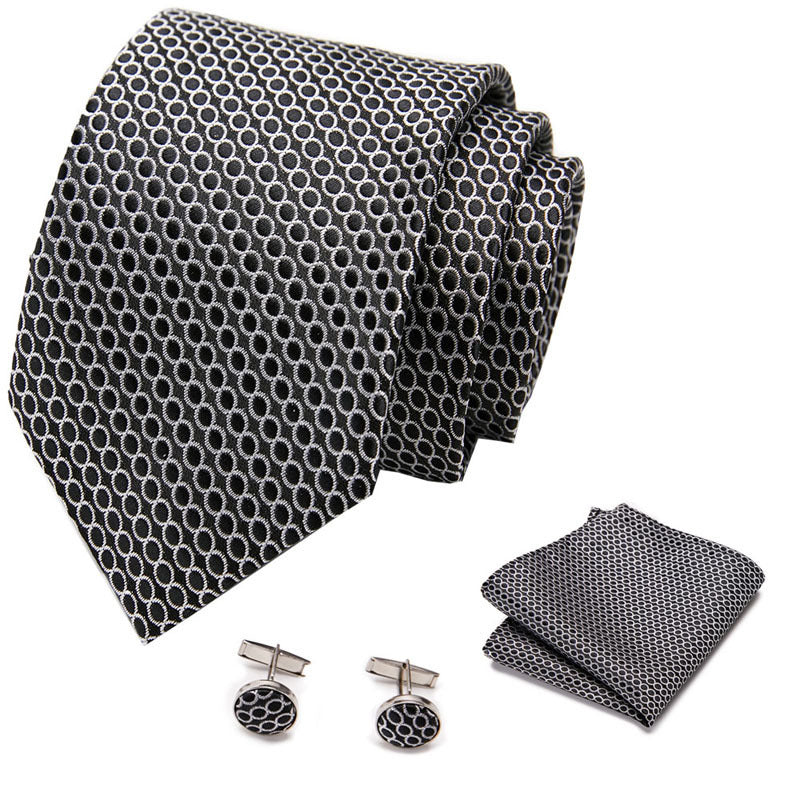 👔 Men’s Formal Business Tie Set – Tie, Pocket Square & Cufflinks