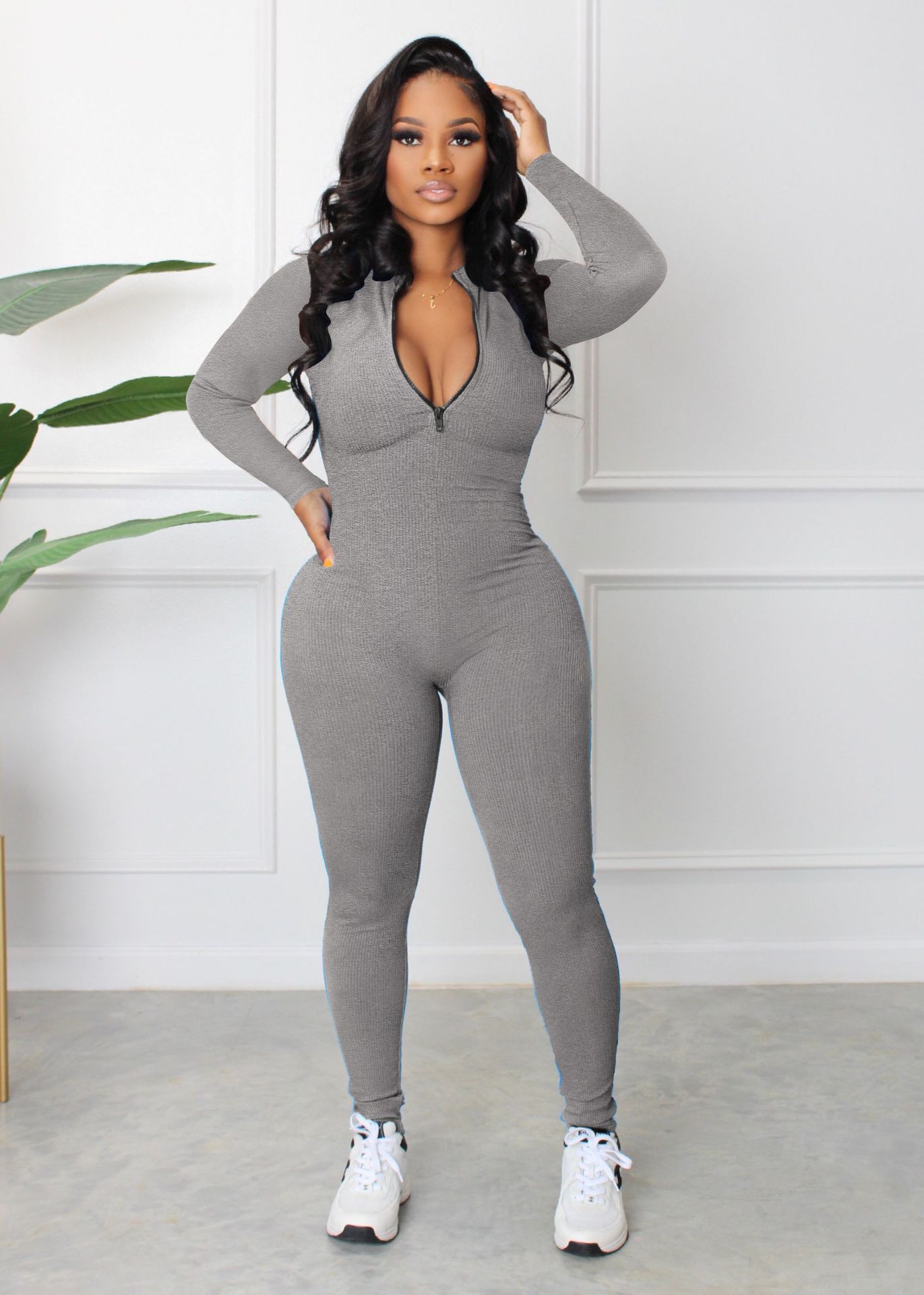Zip & Grip Ribbed Jumpsuit – Bullish Athleisure Bodycon Classic