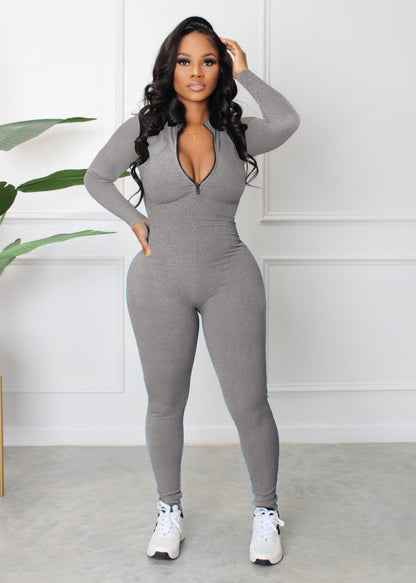 Zip & Grip Ribbed Jumpsuit – Bullish Athleisure Bodycon Classic