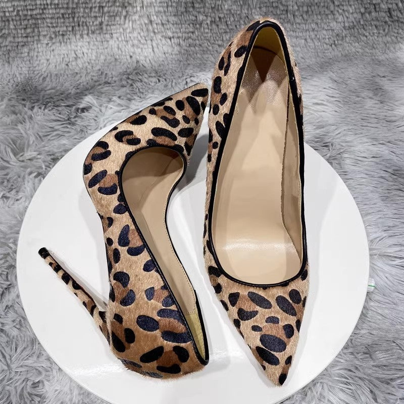 Wild Elegance Suede Leopard Print Stiletto Heels – Multiple Heel Heights
