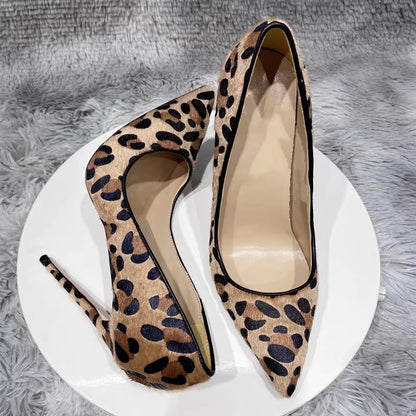 Wild Elegance Suede Leopard Print Stiletto Heels – Multiple Heel Heights
