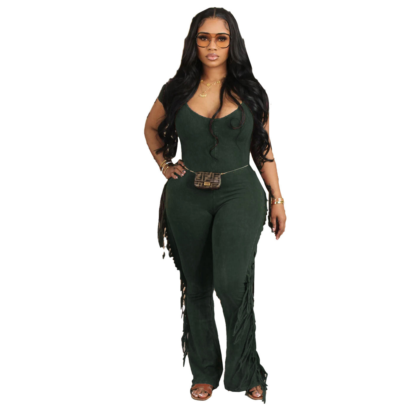 Fringe Fever Slim-Fit Tassel Jumpsuit – Curve Hugging Statement One-Piece