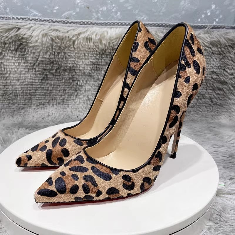 Wild Elegance Suede Leopard Print Stiletto Heels – Multiple Heel Heights