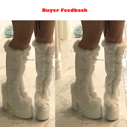 🔥 New Women’s Fashion Thick-Bottom Fur High-Heeled Boots