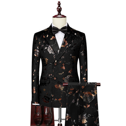 🧥 Men’s Printed Tie Suit Set – Business Casual Acetate Blazer Outfit