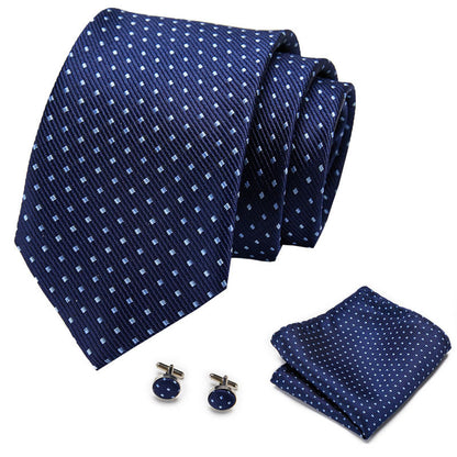 👔 Men’s Formal Business Tie Set – Tie, Pocket Square & Cufflinks