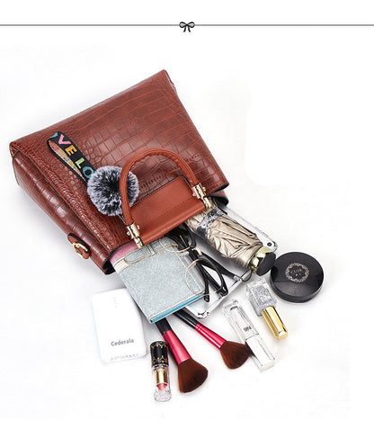 Crocodile Pattern 4-Piece Luxury Mother Tote & Shoulder Bag Set