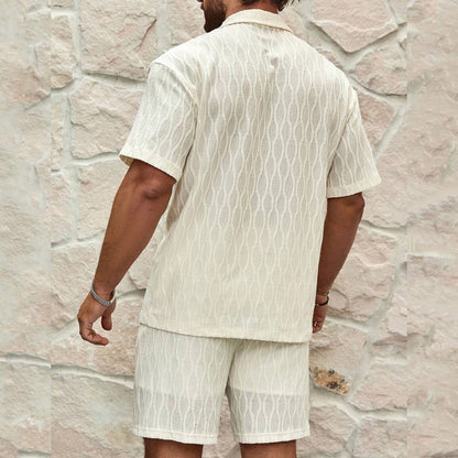 Men’s Summer Casual Two-Piece Set – Button-Up Shirt & Shorts Beach Outfit