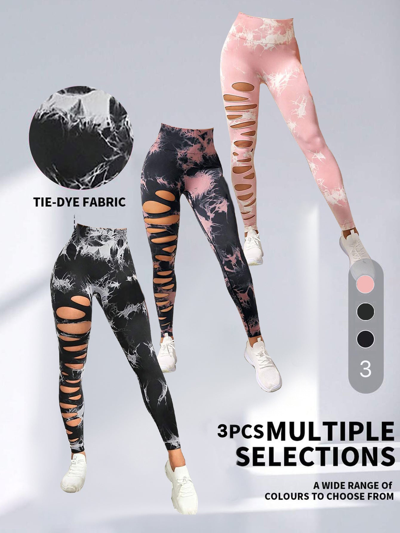 SlayCut 3-Pack Tie-Dye Ripped Leggings – Bullish Curve Contour