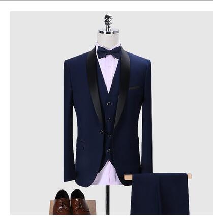 Men’s 3-Piece Slim Fit Suit – Formal & Casual Cotton Blend Set (Blazer + Vest + Pants)