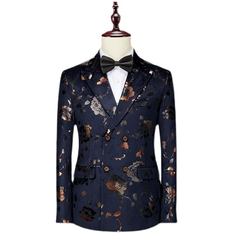 🧥 Men’s Printed Tie Suit Set – Business Casual Acetate Blazer Outfit