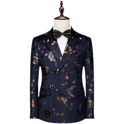 🧥 Men’s Printed Tie Suit Set – Business Casual Acetate Blazer Outfit