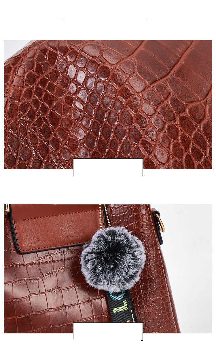 Crocodile Pattern 4-Piece Luxury Mother Tote & Shoulder Bag Set