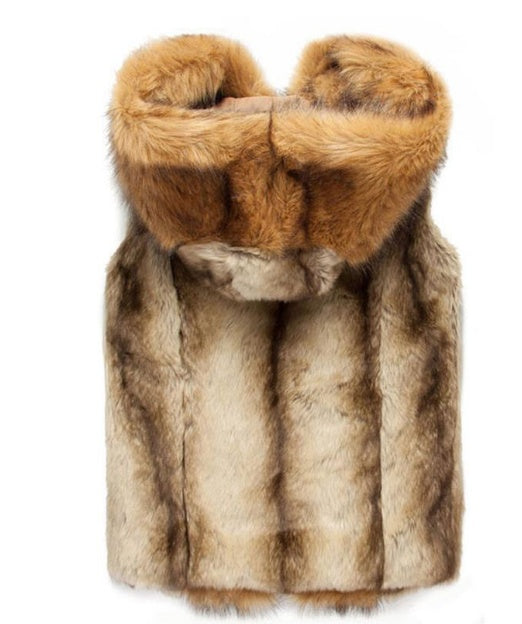 Luxury Hooded Faux Fur Vest for Men – Winter Warm Plush Outerwear