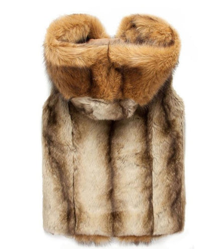 Luxury Hooded Faux Fur Vest for Men – Winter Warm Plush Outerwear
