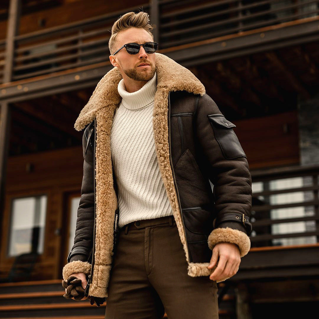 🧊 Winter Men’s Military Fleece Warm Jacket — Fur Collar Tactical Coat