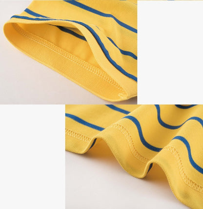 👕 Men’s Casual Striped Lapel Polo Shirt – Short Sleeve Summer Fit T-Shirt