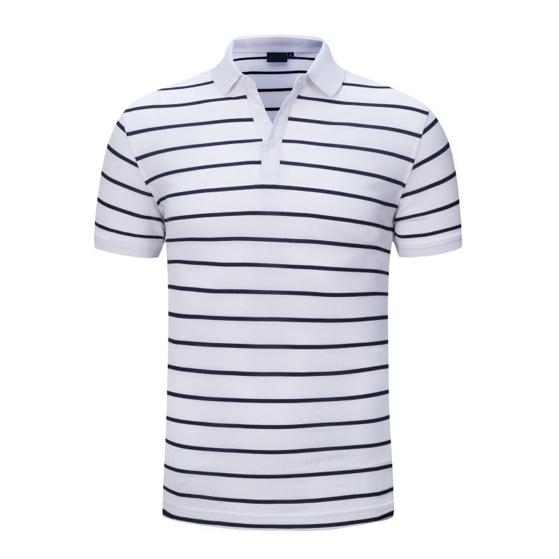 👕 Men’s Casual Striped Lapel Polo Shirt – Short Sleeve Summer Fit T-Shirt