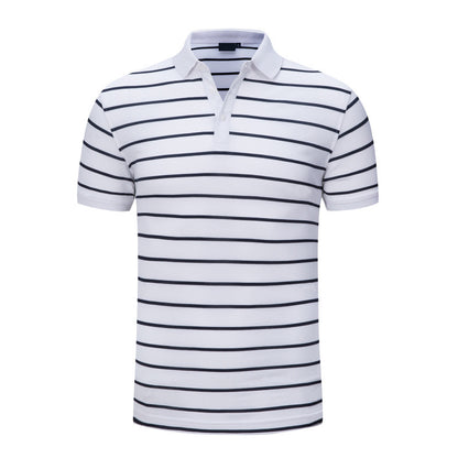 👕 Men’s Casual Striped Lapel Polo Shirt – Short Sleeve Summer Fit T-Shirt