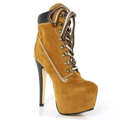 BuonoScarpe Women’s Platform High Heel Lace-Up Stiletto Ankle Boots – Sexy Nightclub & Streetwear Fashion Statement