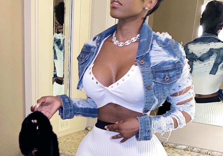 Street Style Cut-Out Crop Denim Jacket – Bold & Distressed