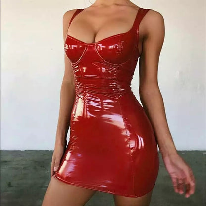Vixen Vinyl Bodycon Mini – Sculpted Push-Up Urban Statement Dress