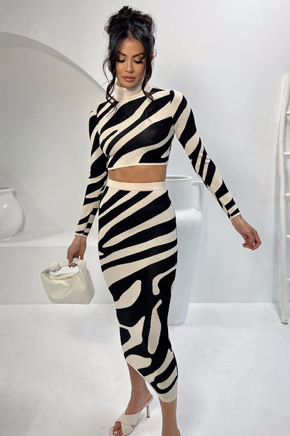 Top Striped Slim-fit Sheath Skirt Knitting Suit – Chic Zebra Vibes