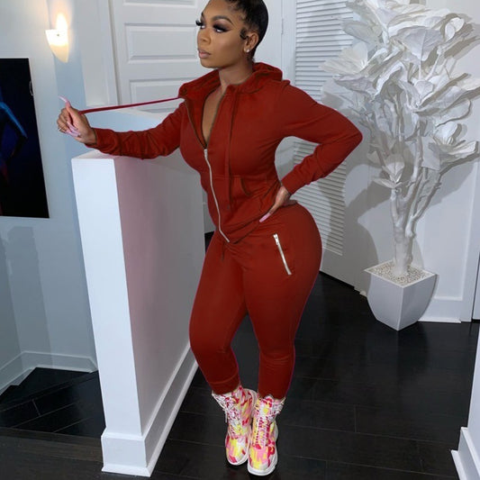 StreetEdge Zip-Up Solid Color Two-Piece Set – Bold, Sporty & Versatile