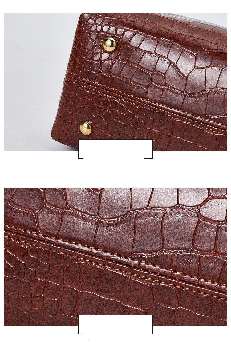 Crocodile Pattern 4-Piece Luxury Mother Tote & Shoulder Bag Set