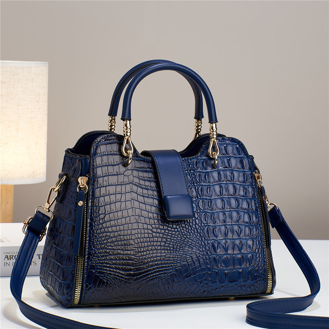 Women’s Crocodile Pattern Leather Tote – Elegant Handbag & Shoulder Messenger Bag