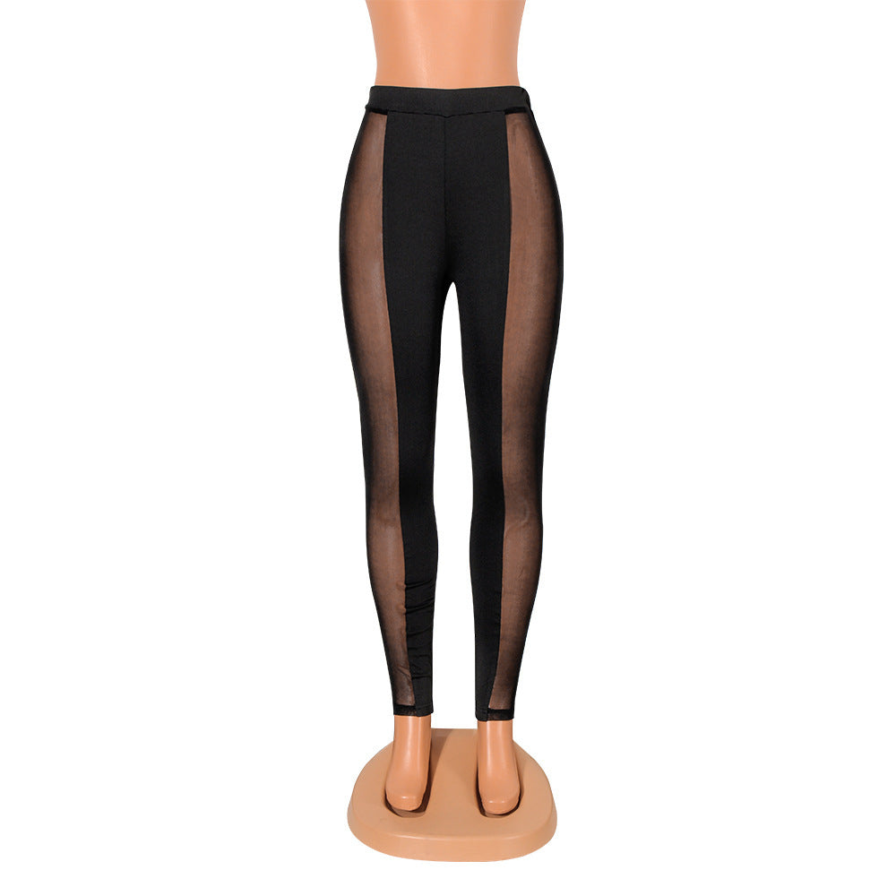 Mesh Stitch Mid-Waist Leggings – Sexy Tight-Fit Sporty Trousers