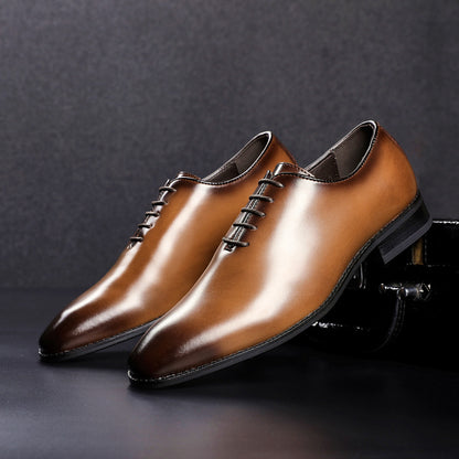 👞 Men’s Hand-Polished Leather Business Shoes – Formal Lace-Up Dress Shoe