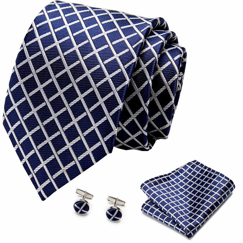 👔 Men’s Formal Business Tie Set – Tie, Pocket Square & Cufflinks