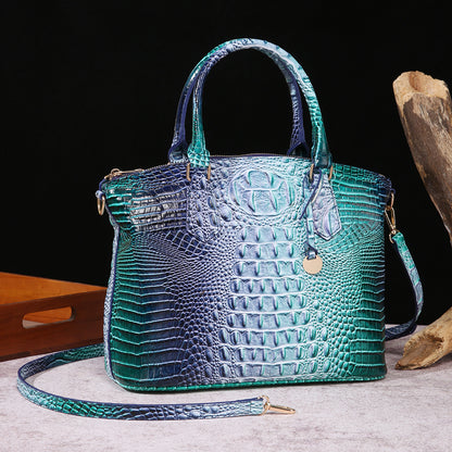 👜 Bold Luxe: Crocodile-Embossed Gradient Handbag with Convertible Strap